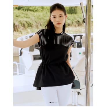 파리게이츠 [24 SUMMER] 가격인하 여성 스트라이프 믹스 스트링 탑 521D2TR710
