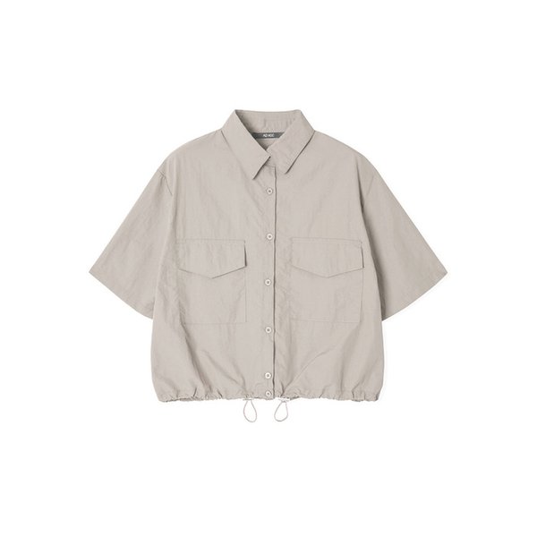 여성 우븐 셋업 투포켓 반팔 셔츠 (BEIGE) (HB5SS52)