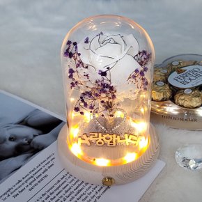 LED 화이트 장미 유리돔 무드등 기념일 프로포즈 이벤트 선물