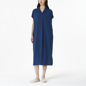 여 퀵드라이 카라 반팔 파자마 원피스(BLUE / NAVY)