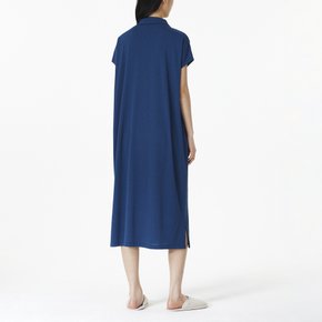 여 퀵드라이 카라 반팔 파자마 원피스(BLUE / NAVY)