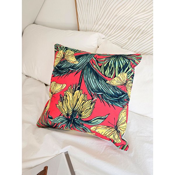 트로피컬 가든 캔버스 쿠션 커버