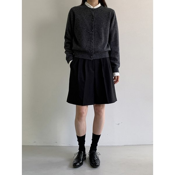 WOOL COVERED BUTTON CARDIGAN (CHARCOAL)