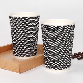 13온스 한결 종이컵 그레이 390ml 단열 리플컵 웨이브컵 25개