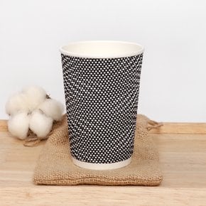 13온스 한결 종이컵 그레이 390ml 단열 리플컵 웨이브컵 25개