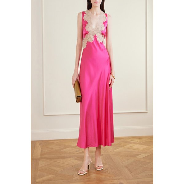 리산드라 레이스 트리밍 새틴 미디 원피스 46376663163024728