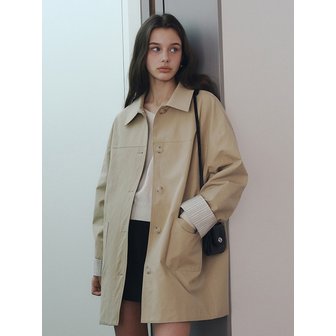 로에일 포인트 하프 트렌치 코트 - 베이지