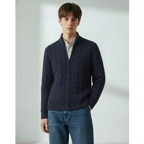 [25FW] [EXCLUSIVE] 네이비 울100% 풀집업 케이블 스웨터 DMSW5D304N2