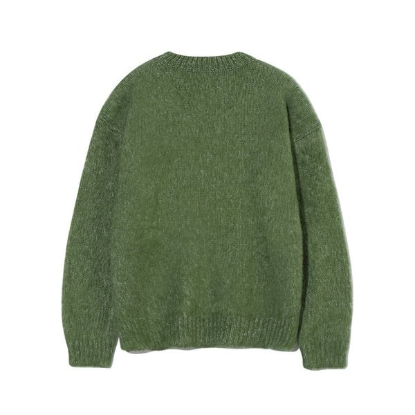 벌키 브러쉬 크루넥 니트 올리브 그린
