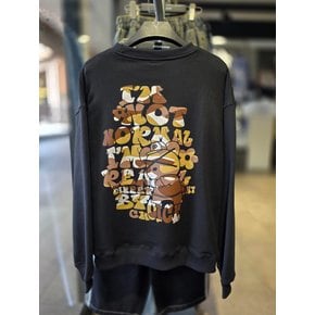 [시흥점] 밀리터리 베어 그래피티 세미오버핏 맨투맨(남여공용)/JGZZ22802BK