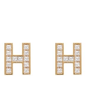 해튼 랩스 골드 H 이어링 HL-A3-629-02 Gold/ White