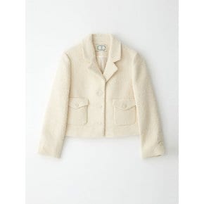 Wool Boucle Tweed Jacket (Ivory)