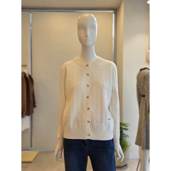 [여주점] [더 아이잗] 여성 배색 케이블 라운드넥 가디건 (IS2M1CD741)
