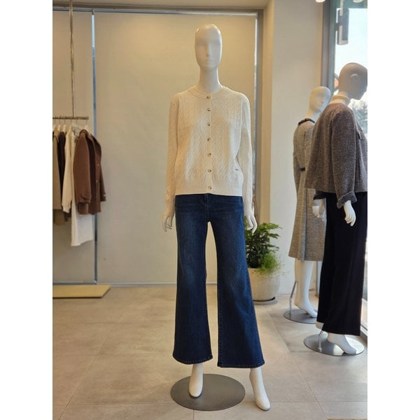 [여주점] [더 아이잗] 여성 배색 케이블 라운드넥 가디건 (IS2M1CD741)