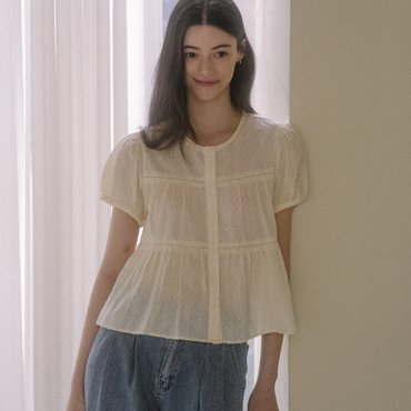 틸아이다이 Shirring blouse TISU03BL08_Butter
