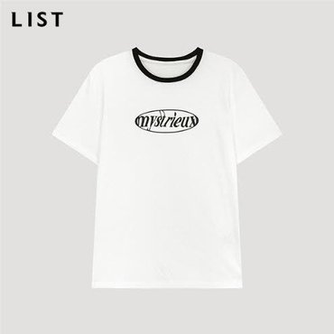 리스트 배색 레터링 반팔 티셔츠