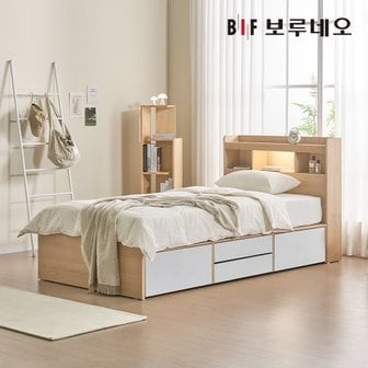 BIF보루네오 [착불] 올리 LED 깊은수납 침대 본넬매트리스 세트 슈퍼싱글 SS