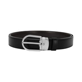 Horseshoe Buckle 30mm Reversible Leather Belt Black Brown