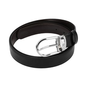 Horseshoe Buckle 30mm Reversible Leather Belt Black Brown