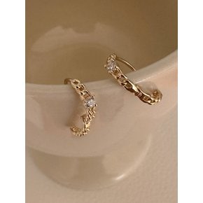 14k chain cubic one touch ring earring(1pair)