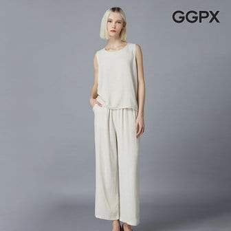 GGPX 린넨 슬리브리스 앤 밴딩 팬츠 셋업 (GN5OP002F)