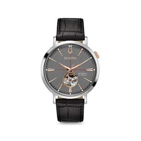 독일 부로바 남자 시계 Bulova 98A187 Mens 아날로그 Automatic 워치 가죽스트랩 gray Bracelet