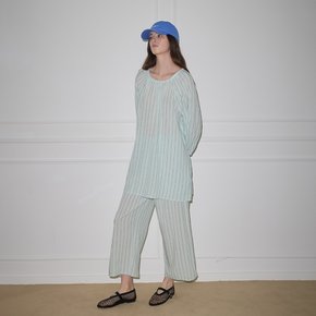 MJ_Light striped long pajamas_BLUE