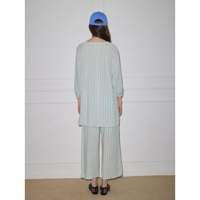 MJ_Light striped long pajamas_BLUE