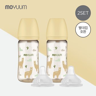 모윰 PPSU 노꼭지 올인원 젖병 270ml 2팩+젖꼭지(2ea) - 라마 에디션