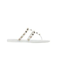 (W) 발렌티노 락스터드 플랫 러버 샌들 화이트 (W) Valentino Rockstud Flat Rubber Sandal White