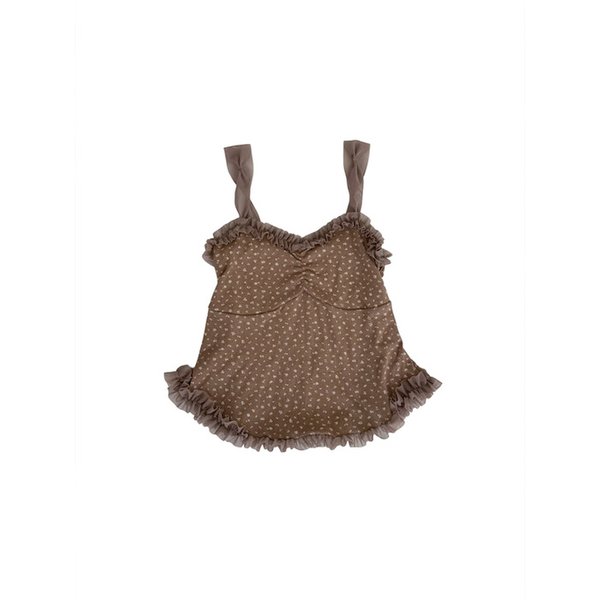 GARDEN FRILL BUSTIER TOP_BROWN