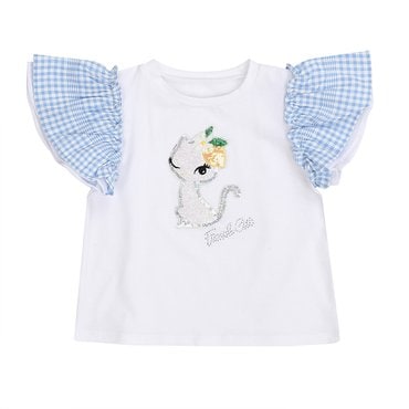 프랜치캣 WH 블루체크 TS(Q23DBT020)