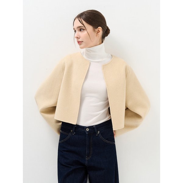 울 핸드메이드 크롭 자켓_YELLOW