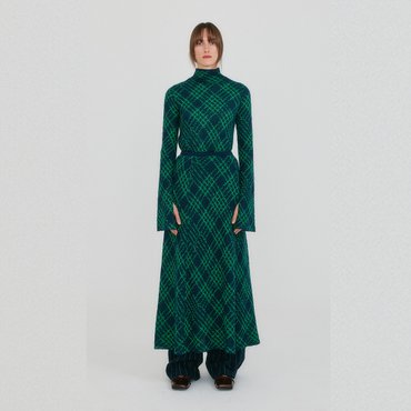 EENK ZOLLINE Check Pattern Knit Skirt - Green Multi