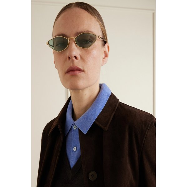 오벌 프레임 골드톤 선글라스 46376663162983823