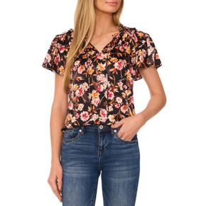 4879332 CeCe Floral Flutter Sleeve Top