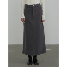 SUEDE LONG SKIRT_CHARCOAL