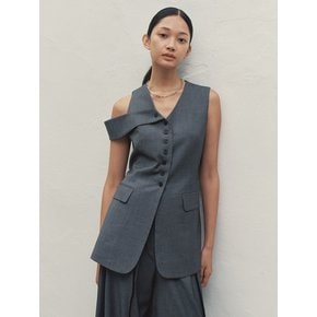 V-NECK UNBALANCED HALTERNECK VEST DARK GRAY MBDFTO001DG