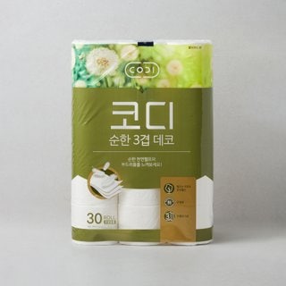 코디 순한 3겹 데코 화장지 30*30