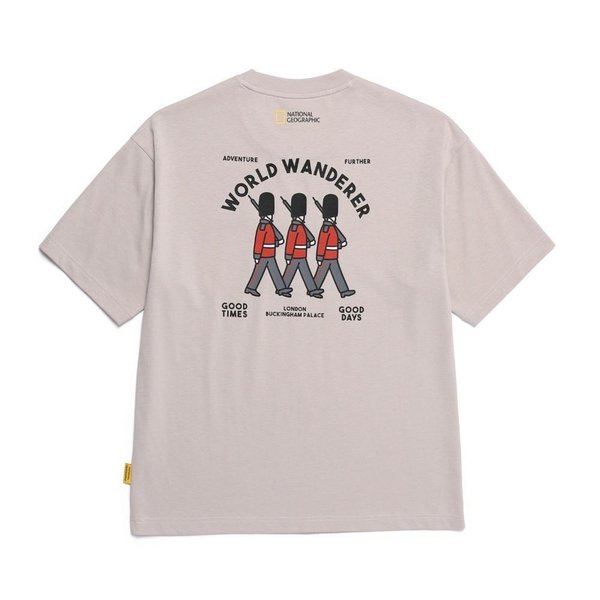 [여주점] N252UTS111 오비스 유니 WANDERER 그래픽 세미오버핏 반팔 티셔츠 BEIGE