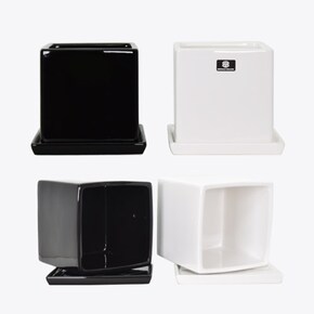 사각 유광 도자기 화분 받침 세트 / 실내 인테리어 화분 6 Size 2 Color