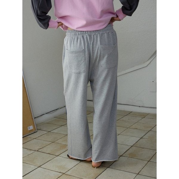 Flower Half Denim Sweat Pants_Blue
