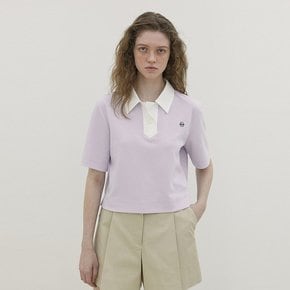 Open Collar Pique` T-Shirt_LILAC