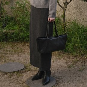 Wide leather tote bag [TIWT04AH09]_Black