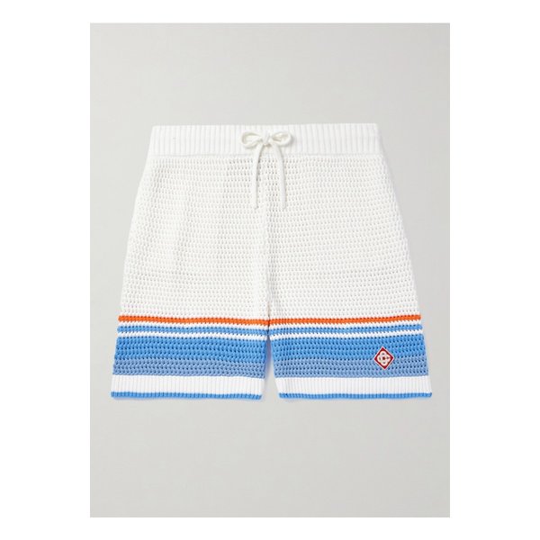 카사블랑카 스트레이트 로고 아플리케 스트라이프 크로셰 드로스트링 쇼츠 46376663162876152