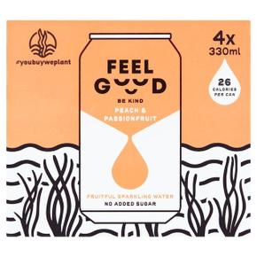 [해외직구] Feel Good 필굿 피치 앤 패션후루츠 스파클링 워터 330ml 4입