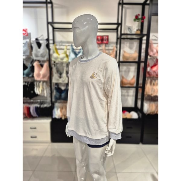 [시흥점] S 비너스 ) 극세사 솔리드  별달 자수 홈웨어 상의 [VEV3862M-BE]