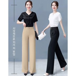 여성 접촉 냉감 와이드 팬츠 여성 와이드 슬랙스세미와이드팬츠