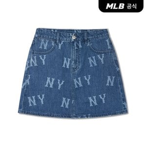 MLB [코리아공식]여성 베이직 멀티 메가로고 프린트 데님스커트 NY (Indigo)