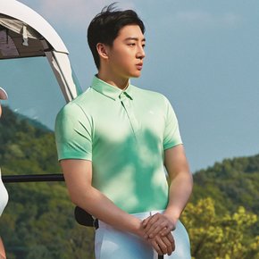 THE OPEN 남성 메쉬 로고 자가드 카라 반팔 티셔츠 RMTYL2191-830